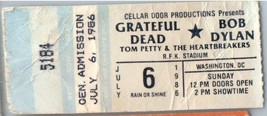 Grateful Dead Bob Dylan Tom Petty Concert Ticket Stub July 6 1986 Washington DC - £35.60 GBP