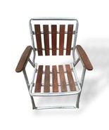 VTG MCM Redwood 5 Slat Aluminum Folding Lawn Chair Mid Century - $39.99
