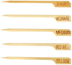 500 Tablecraft 3 1/2&#39;&#39; Bamboo Meat Markers (100 of each wellness) - $30.30