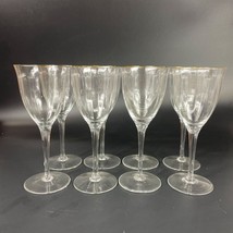 Vintage Gorham Laurin Gold Trim Optic Wine Glasses Crystal Glassware Set Of 8 - £30.57 GBP