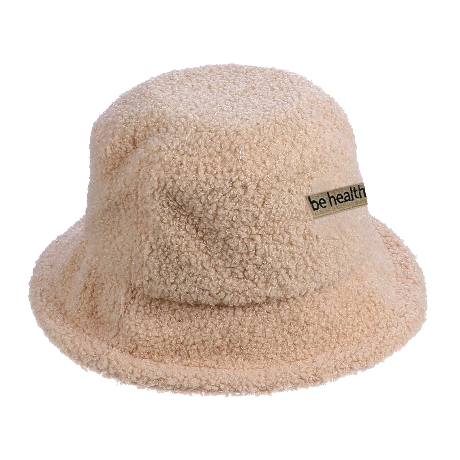 Casual Lamb Wool Bucket Hat Women&#39;s Lambskin Warm Fisherman Cap Plush Headwear - £12.31 GBP