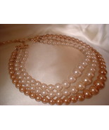 Vintage 3 Strand Champagne Necklace &quot;JAPAN&quot; - $19.20 CAD