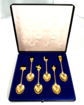 6 Vtg Souvenir London Tea Spoons 2 Exquisite E.J Ltd, 4 Wpaw Gold Finish Case - £40.08 GBP