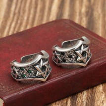 New Pure S925 Silver Jewelry Trendy Punk Style Personality Hexagram Cross Man Ri - £55.37 GBP