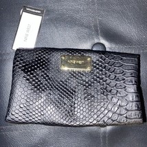 Nine West Mini Makeup Bag - Black Faux leather Snake Pattern NWT - $19.80