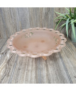 Vintage Lace Edge Bowl, Frosted Pink Floral Depression Glass Anchor Hocking - $32.00