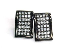 BLACK RHODIUM on STERLING Silver Pave set CZ EARRINGS - $45.00