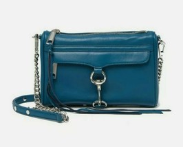 NEW Rebecca Minkoff Mini MAC Leather Crossbody Lake Blue - £100.42 GBP