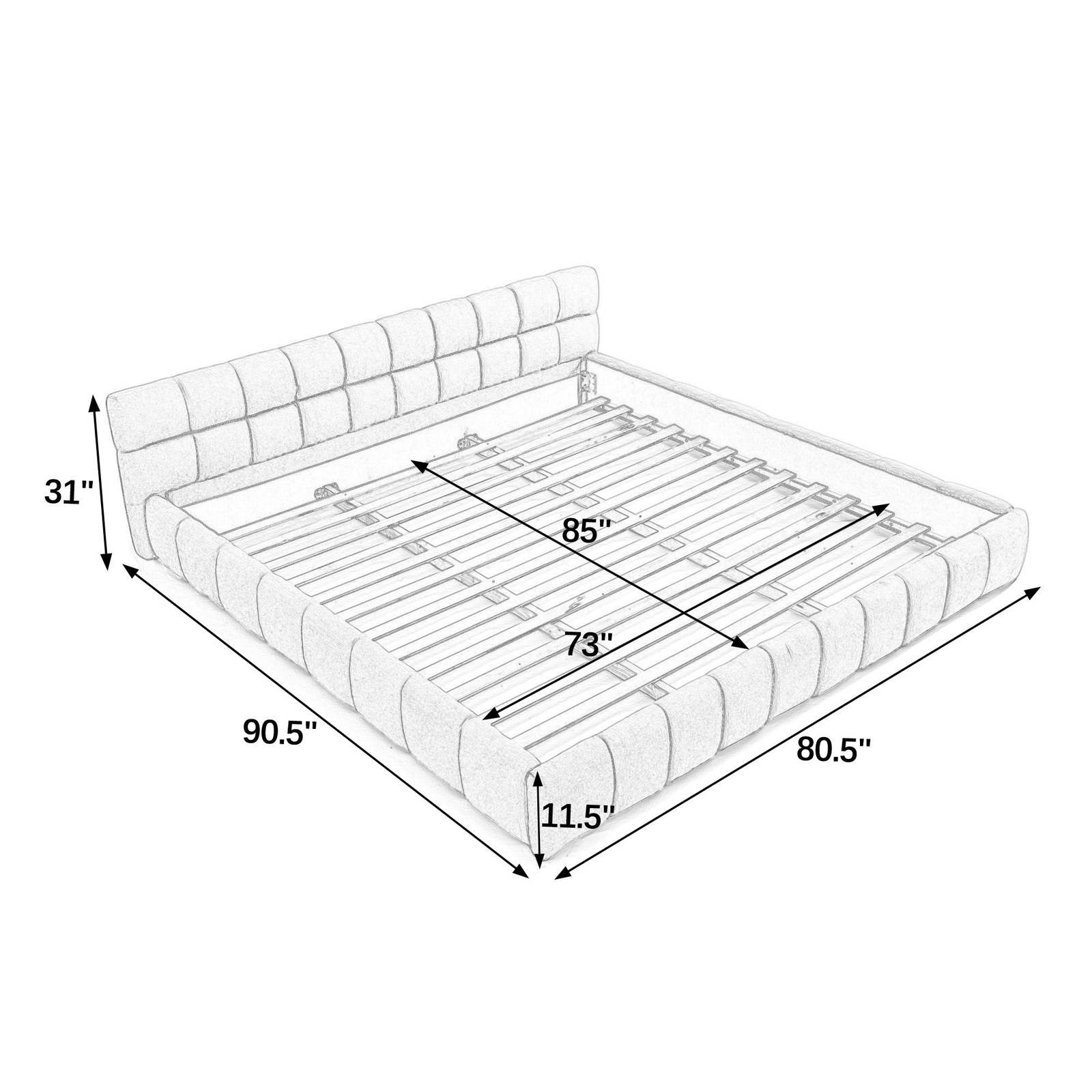 California King Chenille Platform Bed - No Box Spring - Blue Green Item image 10