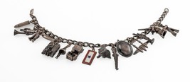 Vintage WWI US Military Sterling Silver Charm Bracelet with 15 Charms - £177.07 GBP