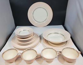 American Limoges Coral Pink China Set, 23 pcs. 4 Complete Setting, + Muc... - $148.49