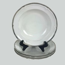 Mikasa Hyde Park Platinum Rim Soup Bowls Fine China Dinnerware White Four  - £44.29 GBP