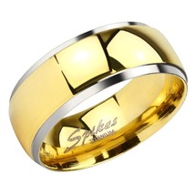 Traditional Wedding Band Mens Gold PVD Plated Titanium Ring 8mm Anniversary - £12.91 GBP