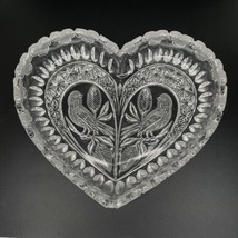 Hofbauer The Byrdes Lead Crystal Heart Shaped Dish 9&quot;x6.5&quot;  Birds Germany - £18.60 GBP