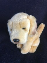 Gently Used Russ VERY CUTE Yellow Labrador Puppy Dog w Red Velvet Neck Ribbon  - £8.48 GBP