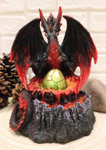 Ebros Red Hell Fire Magma Dragon Mother Guarding LED Golden Egg Figurine Light - £26.45 GBP