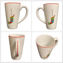 Fitz &amp; Floyd HAPPY HOLIDAYS Tall Latte Mug Gourmet Stockings Coffee Tea Cup - £13.98 GBP