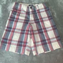 Boy&#39;s Size 8 Cherokee Red White Navy Blue Plaid Summer Shorts Used - £9.44 GBP