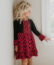 $65 Adorable Sweetness Buffalo Check Ruffle-Accent A-Line Dress Size 5 NWOT - £8.96 GBP