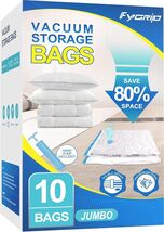 Waterproof Vacuum Seal Bags - 10 Jumbo Sets with Hand Pump for Easy Comp... - $44.50