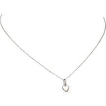 Puffed Heart Charm 8mm &amp; 18&quot; Chain 14k White Gold - £74.62 GBP