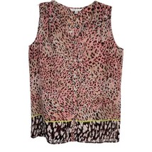 Cabi Womens Shirt Size Small S Pink Brown Sheer Button Sleeveless Tank Normcore - £15.98 GBP