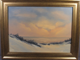 Original Oil Painting Canvas 9x12 &quot;BEACH SUNRISE&quot; Framed Artist Signed Pat Keely - £54.86 GBP
