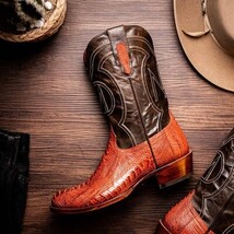 DENVER Genuine Ostrich Leg Skin Cowboy Boot from the Western Collection Cognac image 5