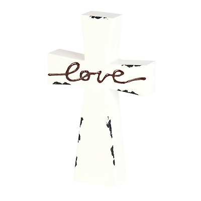 Enamel-Look Tabletop Cross Displaying "Love" - $22.95