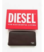 Diesel Zip Around Leather Card Wallet Brown - $230.03 CAD