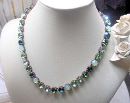 Swarovski Crystal Tennis Necklace / Handmade Cup chain Copper Jewelry / 8mm Mult - £62.95 GBP