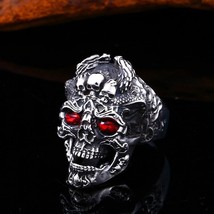 Retro Gothic Skull Ring Rock Locomotive Jewelry - £1.14 GBP+