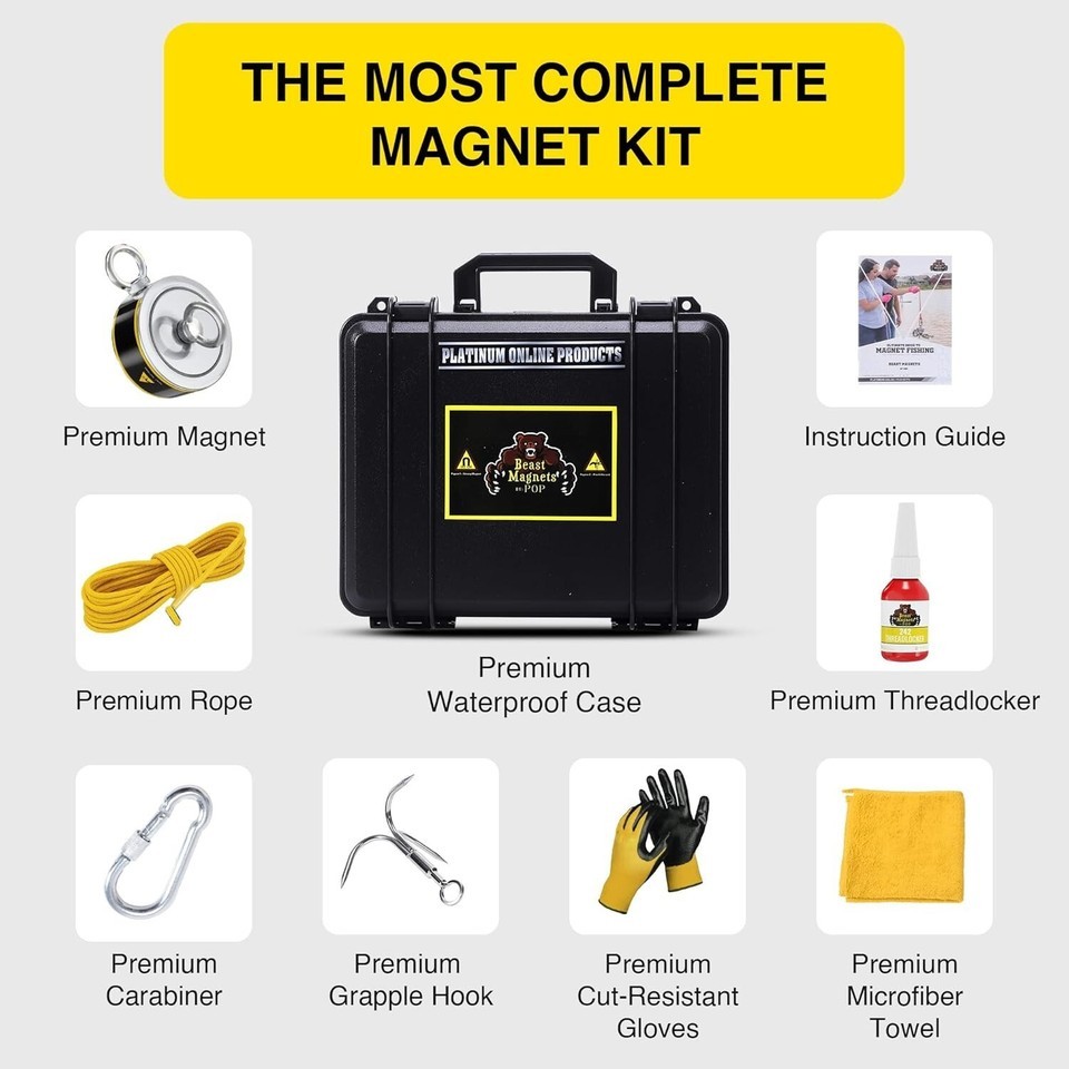 Professional Neodymium Magnet Fishing Kit - 1320LB Pull Force with Accessories Item image 8