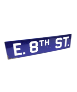 Vintage Blue Porcelain Street Sign East 8th Street South Boston VA singl... - £46.65 GBP