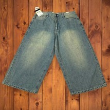 NWT PJ Mark Mens Jeans Size 38 Baggy Wide Leg 90s Y2K Cholo Bleach Blue - £31.65 GBP