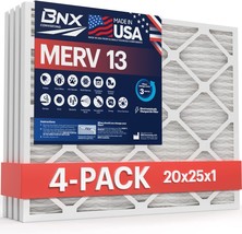 BNX 20x25x1 MERV 13 Air Filter 4 Pack - MADE IN USA - Electrostatic, Smoke - £59.14 GBP