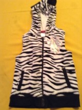 Disney vest Minnie Mouse jacket hoodie Size 6 zebra print faux fur  - $15.79