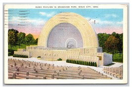 Grandview Park Music Pavilion Sioux City Iowa IA Linen Postcard J20 - $2.96