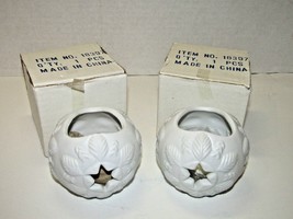 CBK LTD White Ceramic Star Pattern Votive Holder Luminary Set Of 2 - $19.80