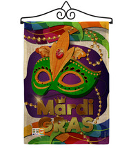 Mardi Gras Mask Burlap - Impressions Decorative Metal Wall Hanger Garden Flag Se - £27.30 GBP