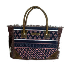 Challenger Women Canvas Handwoven Brown Leather Handbag Tote Purse 17RT2112 - €42,80 EUR