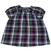 Janie and Jack Purple Pink Green Plaid A Winter&#39;s Walk Blouse 3T - £11.29 GBP