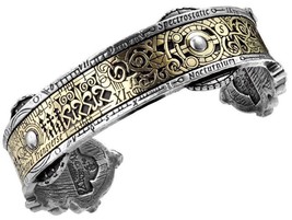 Alchemy Gothic Spectrostatic Nocturnium Steampunk Brass Inlay Cuff Bracelet A15 - £49.74 GBP