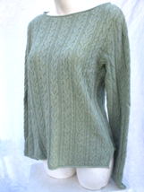 Lauren Ralph Lauren Womens Large Cotton Cable Knit Fisherman Sweater Green - £21.31 GBP