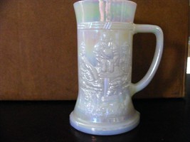 Opaque White Iridized Beer Stein with Tavern Scene Made by Federal Glass Company - £11.86 GBP