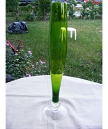 Hand Blown Green Flower Vase with Clear Base - $9.89