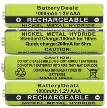 1.2V NiMH AAA Rechargeable Batteries for Panasonic Cordless Phones (4-Pack) - £7.80 GBP