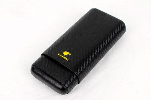 Cohiba Black Carbon Fiber Cigar Case holds 3 Large cigars inside wood tubes