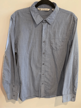 TRAVIS MATHEW Button Down Shirt-Blue Chambray Cotton/Poly L/S Men’s EUC ... - $11.48