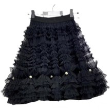 Black Knee Length Layered Tulle Skirt Plus Size A-line Princess Tutu Skirt image 6